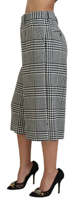 Elegante hohe Taillenplaid -Midi -Hosen