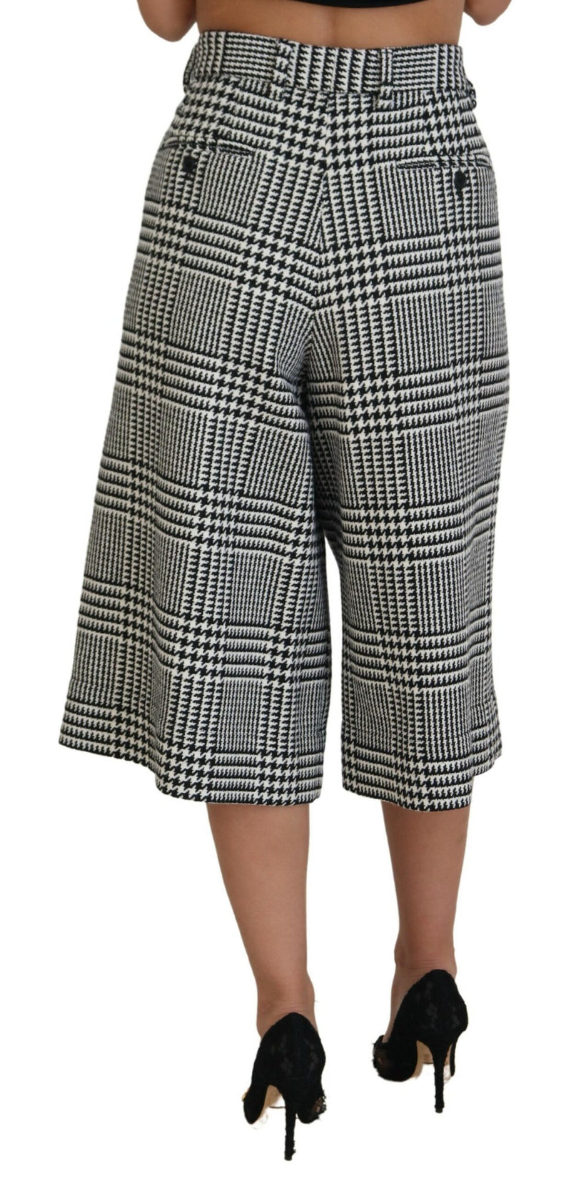 Elegante hohe Taillenplaid -Midi -Hosen