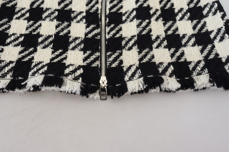 Eleganter Houndstooth mit hohem Knielängenrock mit hohem Taisten