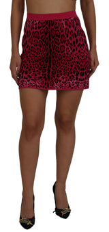 Chic High Waist Pink Leopard Mini Mini Φούστα