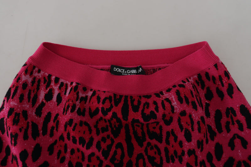 Mini gonna leopardo rosa in alto in vita elevata chic