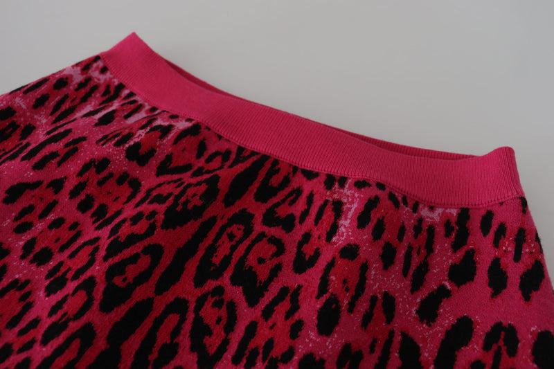 Chic High Waist Pink Leopard Mini Mini Φούστα