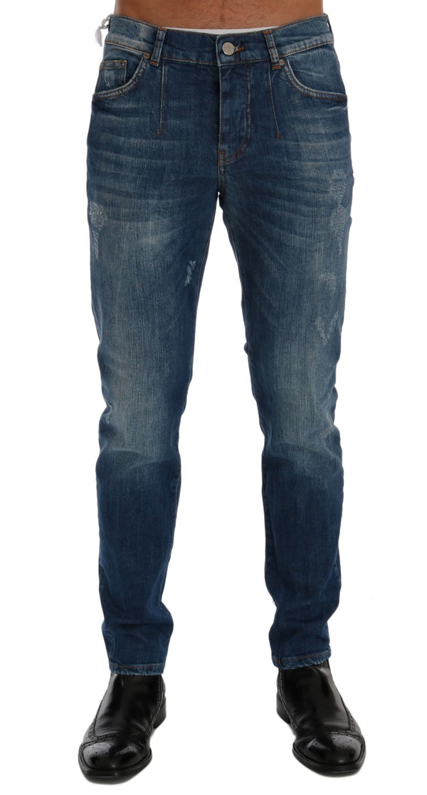 Jeans de lavage bleu chic slim fit