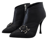 Elegantes botines de cuero acolchados negros