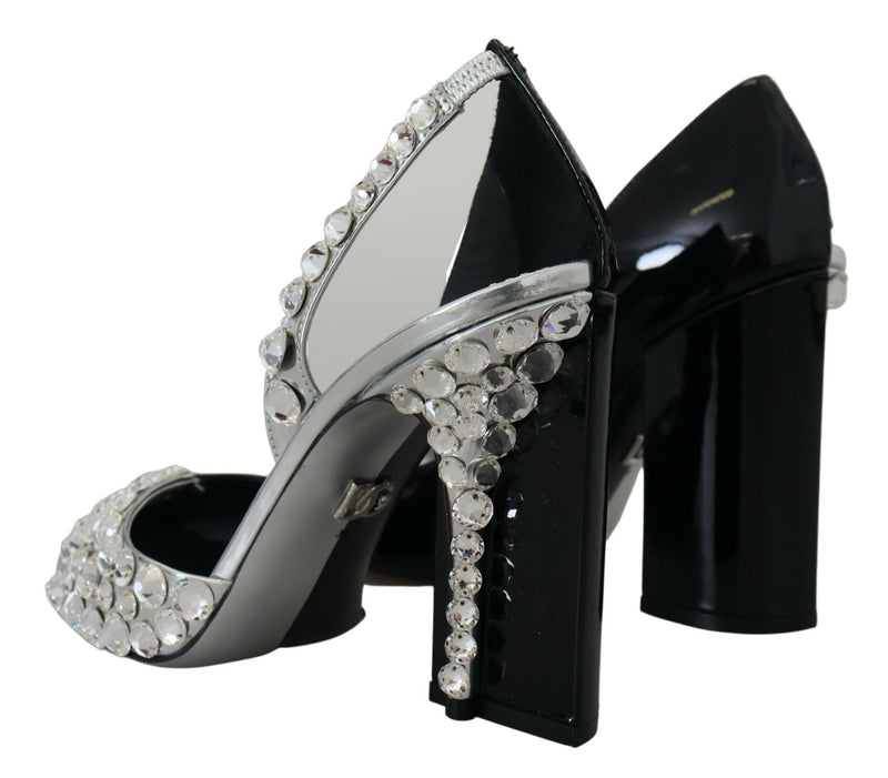 Elegant Crystals Embellished Leather Pumps