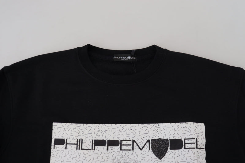 Pull en coton imprimé noir chic