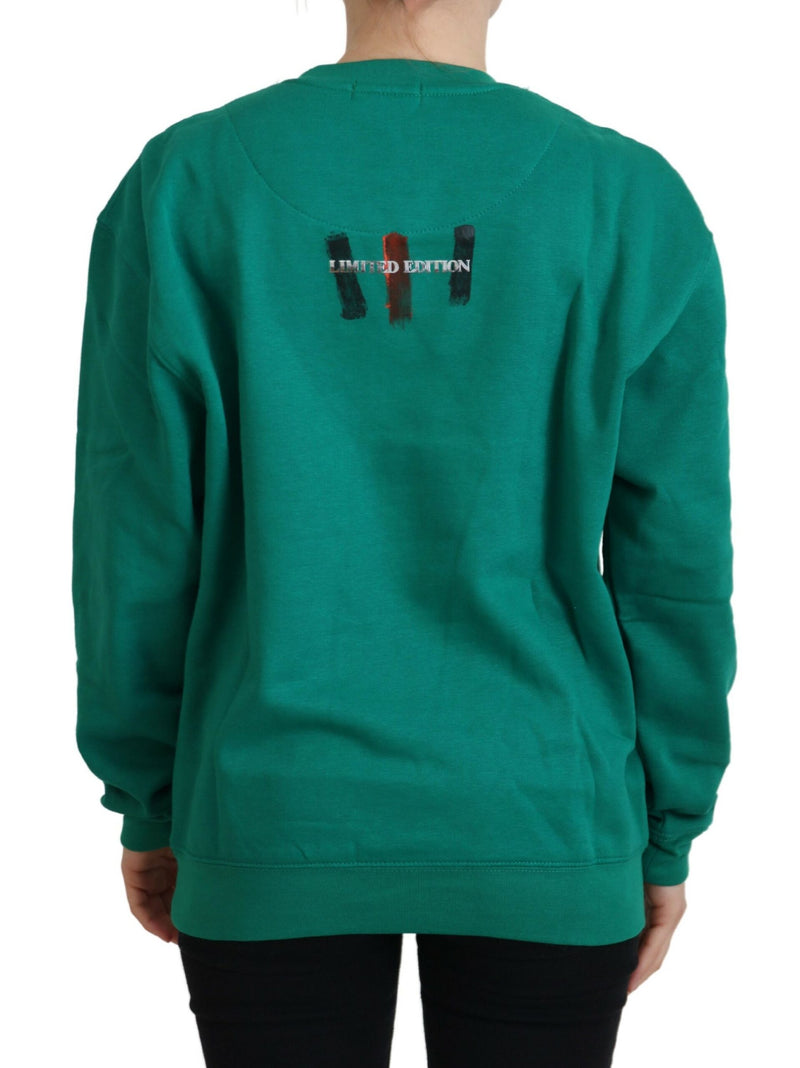 Maglione chic green stampato a maniche lunghe