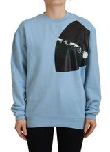 Elegante maglione pullover in cotone azzurro