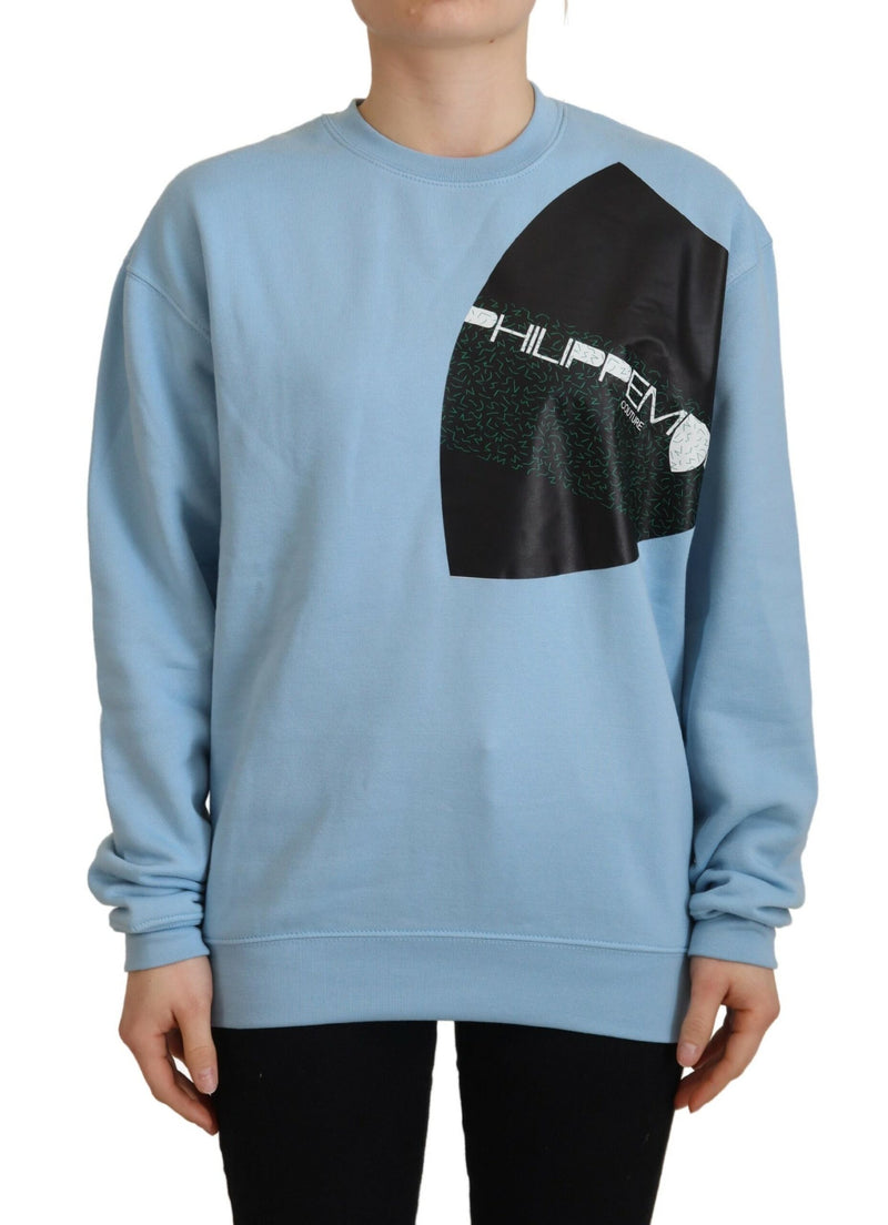 Elegante maglione pullover in cotone azzurro