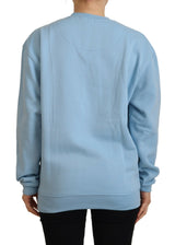 Elegante maglione pullover in cotone azzurro