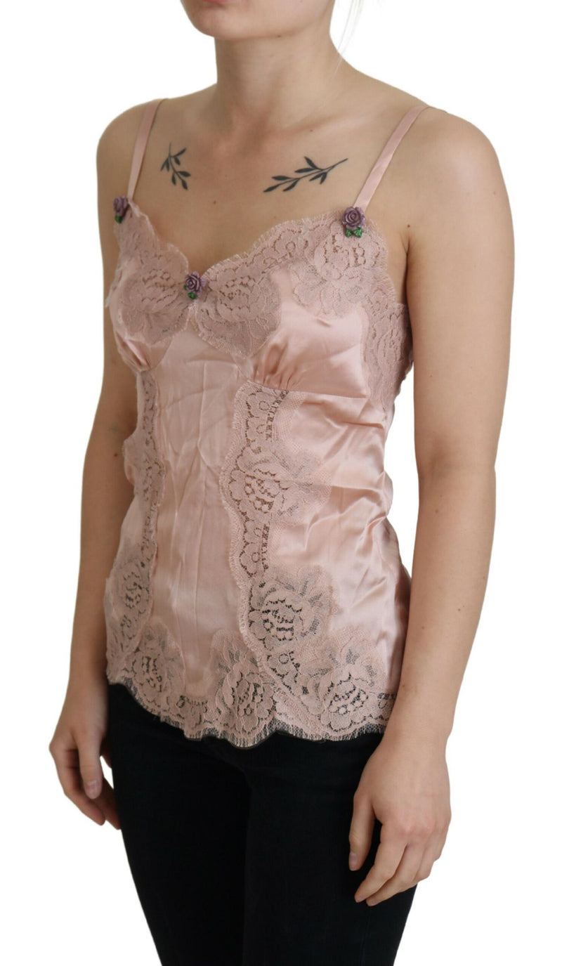 Top de lingerie en soie rose élégante