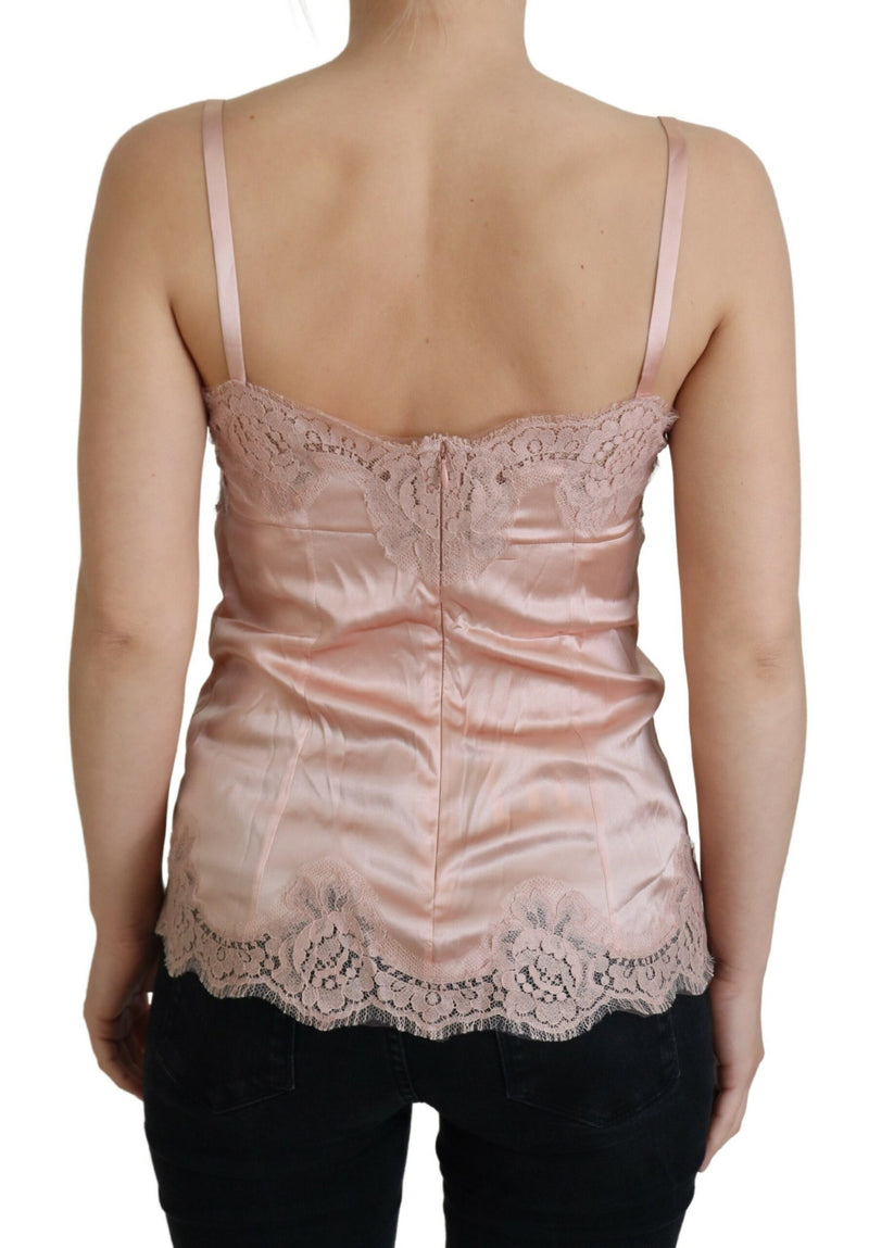 Top de lingerie en soie rose élégante