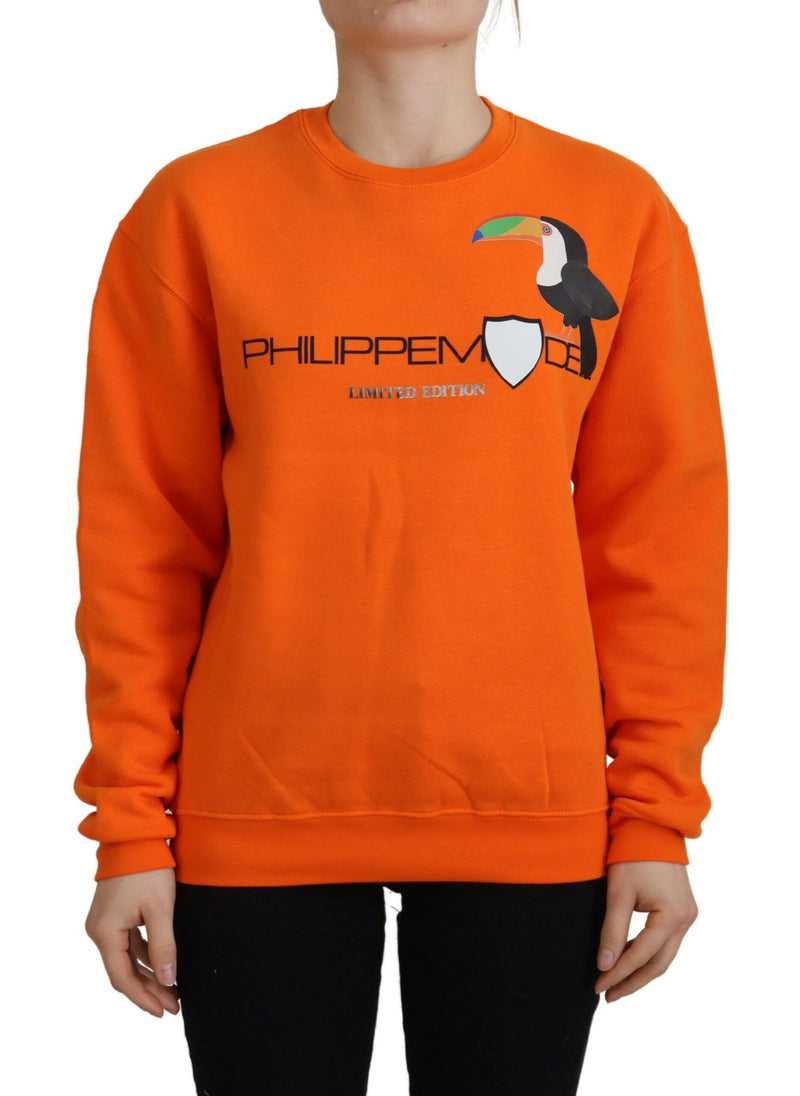 Chic Orange Printed Long Sleeve Pullover Pullover