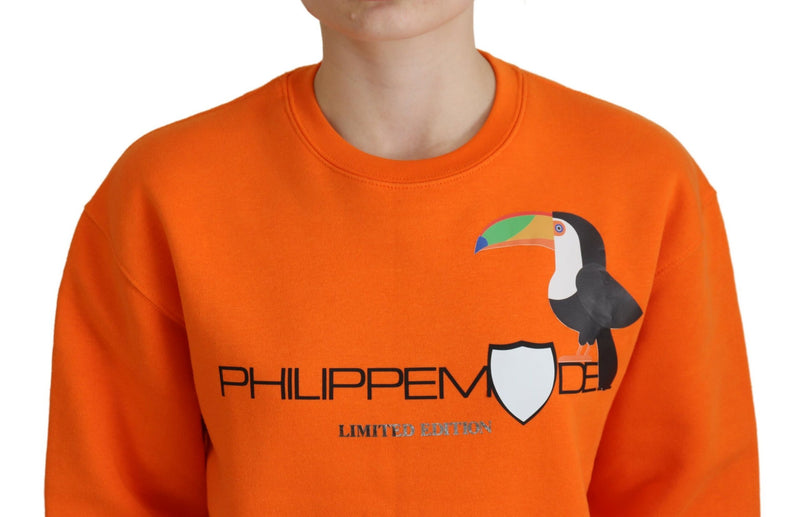 Pull à manches longues imprimées en orange chic