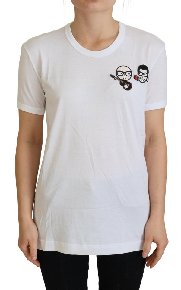 Κομψό White Crewneck Cotton T-shirt