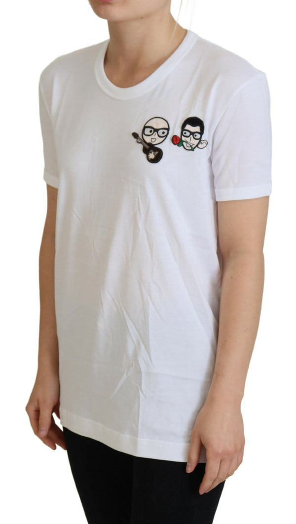 Κομψό White Crewneck Cotton T-shirt