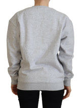 Eleganter grau bedruckter Baumwollpullover