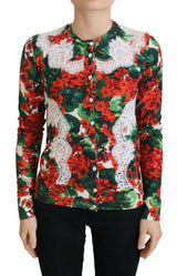 Elegante Blumencrewneck -Strickjacke