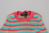 Elegant Striped Silk Crewneck Pullover