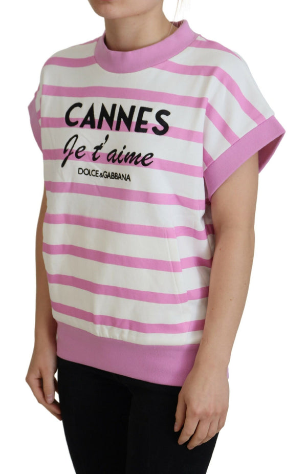 T-shirt à col en coton à rayures exclusives