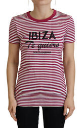 Exklusive gestreifte Ibiza Crew Neck -T -Shirt