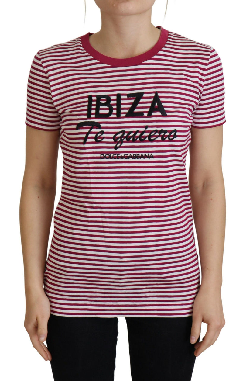 T -tee esclusivo a strisce Ibiza Crew Neck