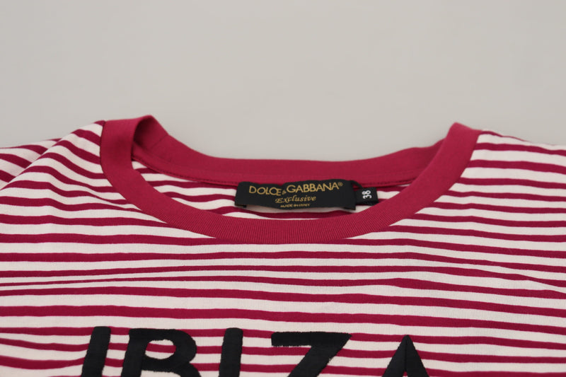 T -tee esclusivo a strisce Ibiza Crew Neck