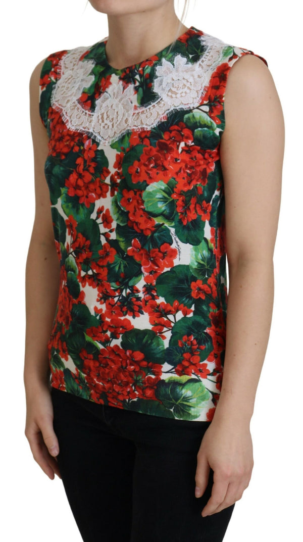 Chaleco de camiseta sin mangas con estampado floral elegante