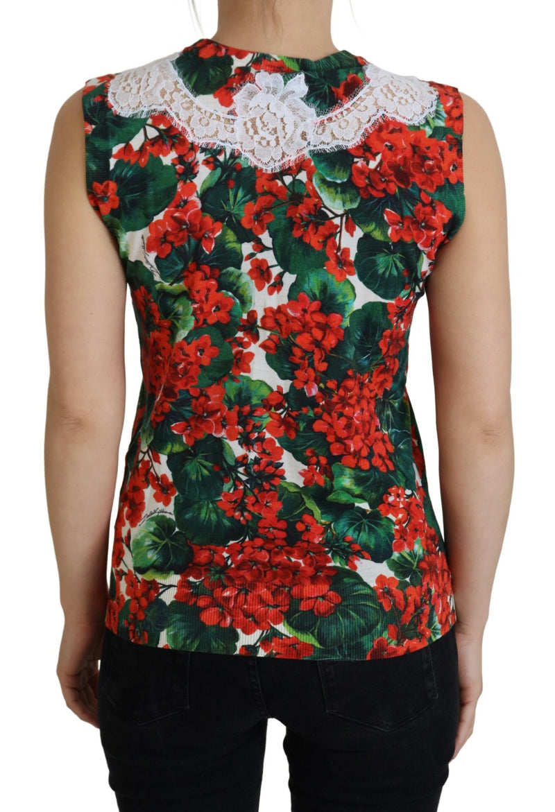 Chaleco de camiseta sin mangas con estampado floral elegante