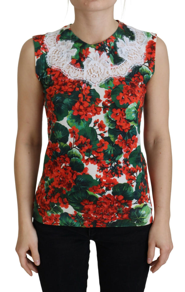 Chaleco de camiseta sin mangas con estampado floral elegante