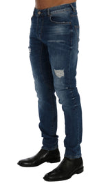 Jeans en détresse bleu slim chic