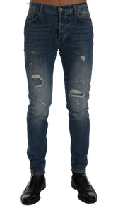 Schlanker italienischer Denim - Schlanke Fit Blue Jeans