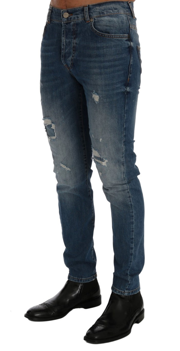 Schlanker italienischer Denim - Schlanke Fit Blue Jeans