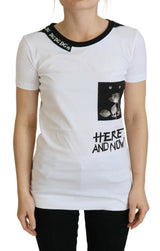 Schickes monochrom "hier und jetzt" Baumwoll -T -Shirt