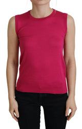 Chic Pink Silk Αμάνικο δεξαμενή Top Vest