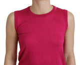 Chic Pink Silk Αμάνικο δεξαμενή Top Vest