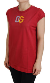 Elegante camiseta sin mangas roja sin mangas de algodón