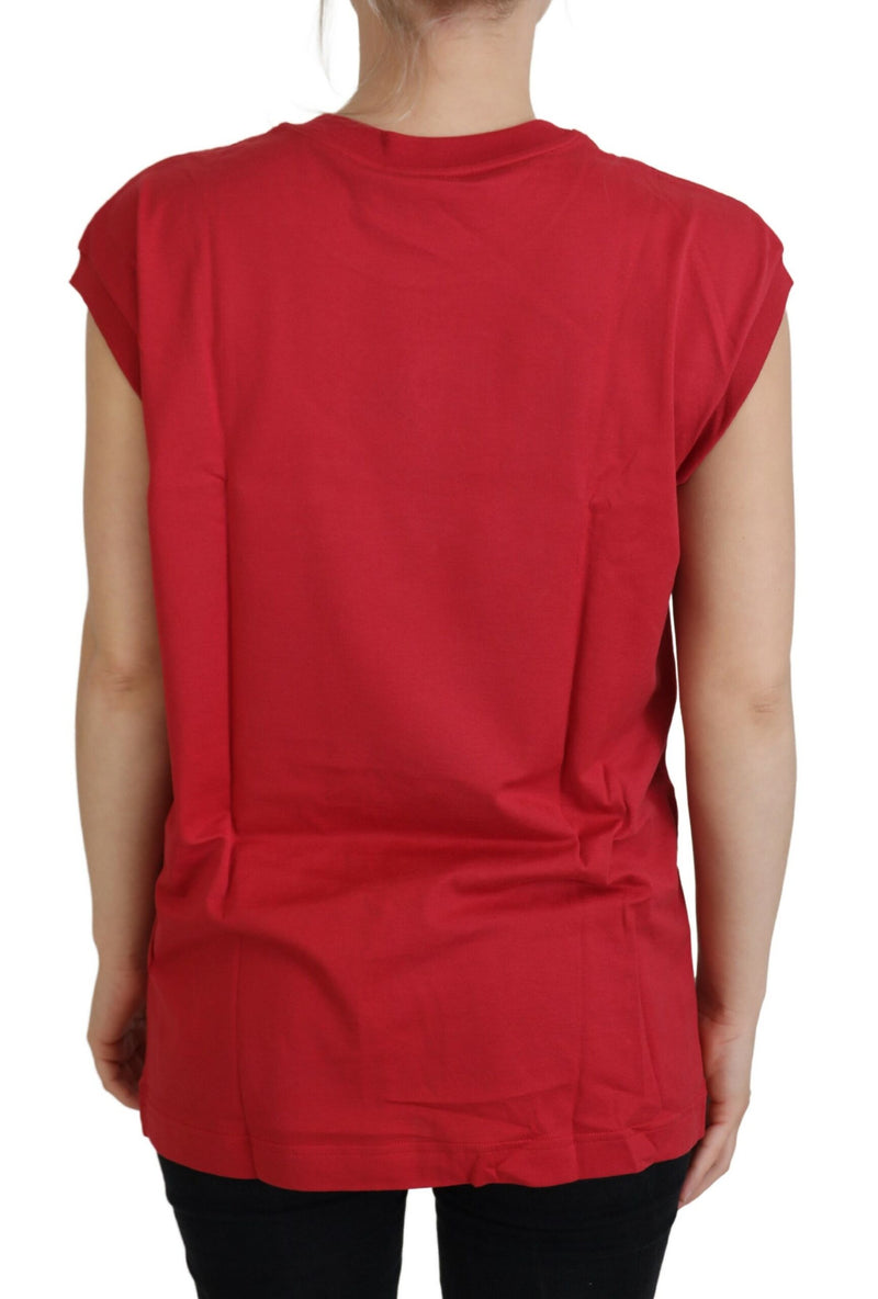 Elegant Red Slesse sans manche en coton