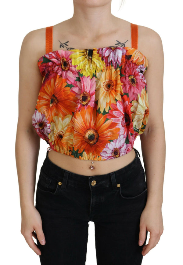 Elegancia floral Top cortada sin mangas