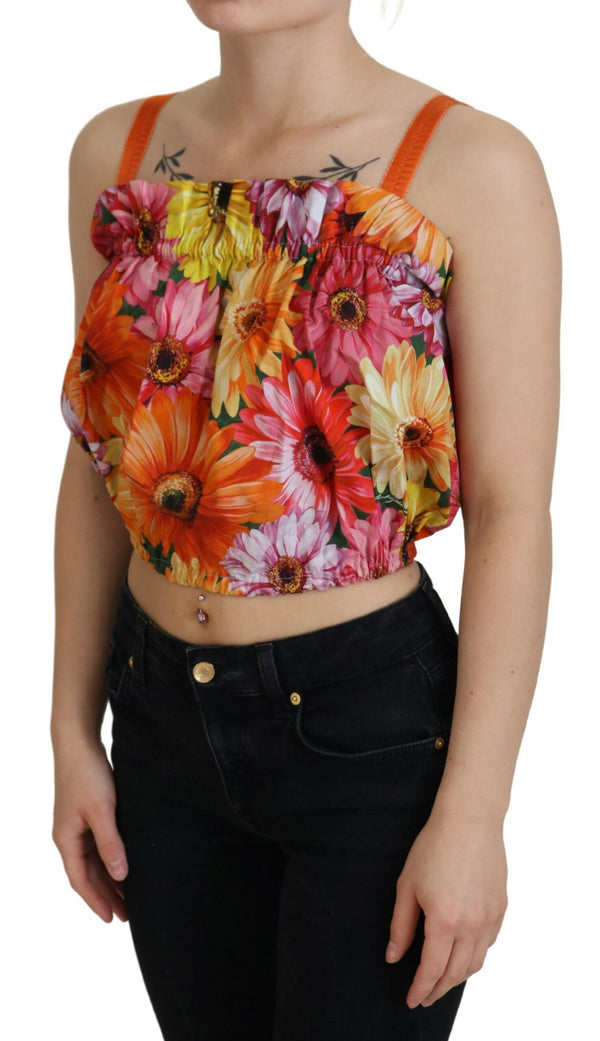 Elegancia floral Top cortada sin mangas