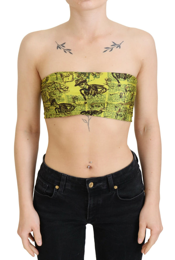 Reggiseno top tratto cropped chic in stampa multicolore