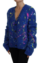 Cardigan élégant multicolore de foulard mohair