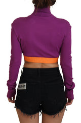 Elegante maglione pullover a collo viola viola