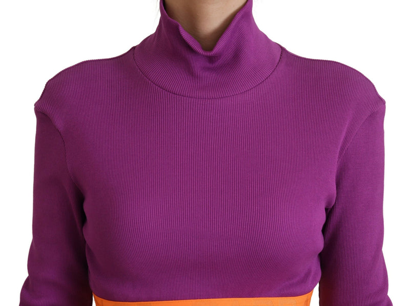 Elegante maglione pullover a collo viola viola