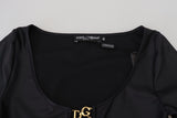 Elegant Black 3/4 Sleeve Top avec des détails d'or