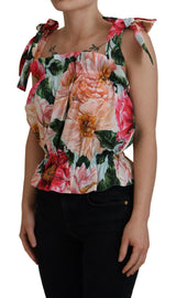 Elegante camiseta sin mangas de estampado floral