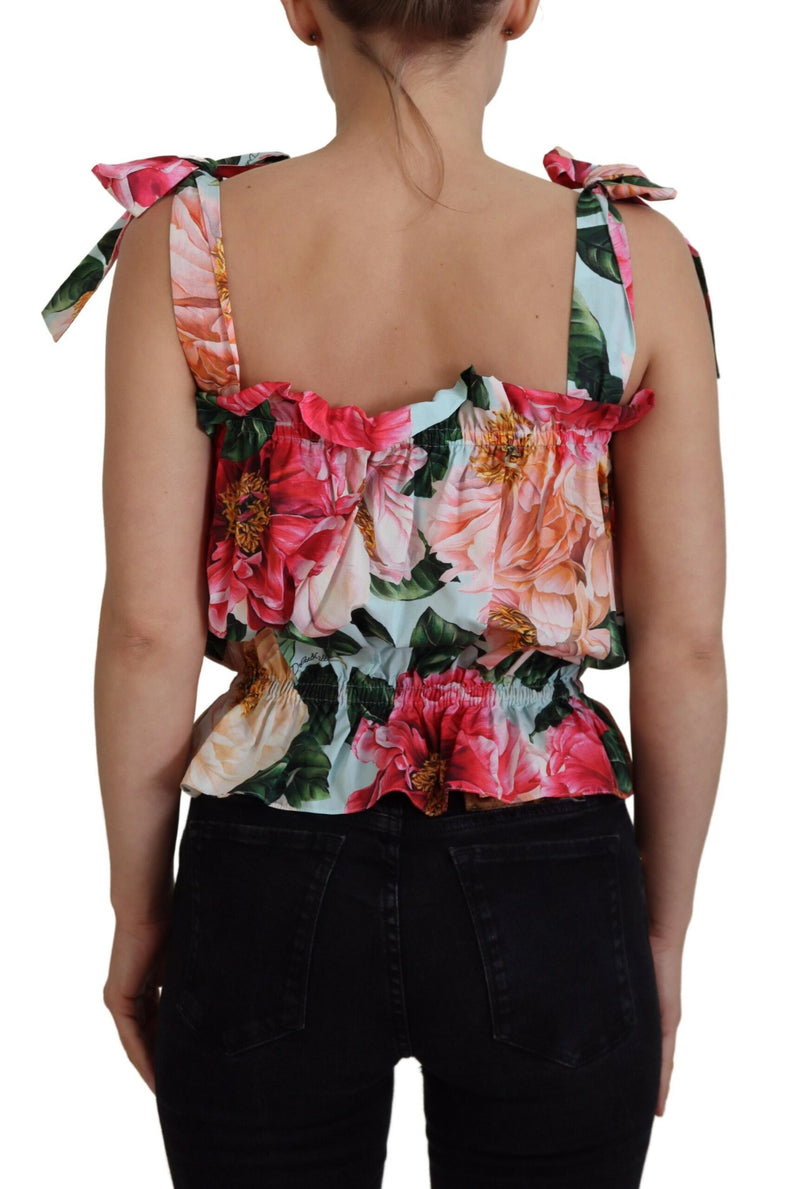 Elegante camiseta sin mangas de estampado floral