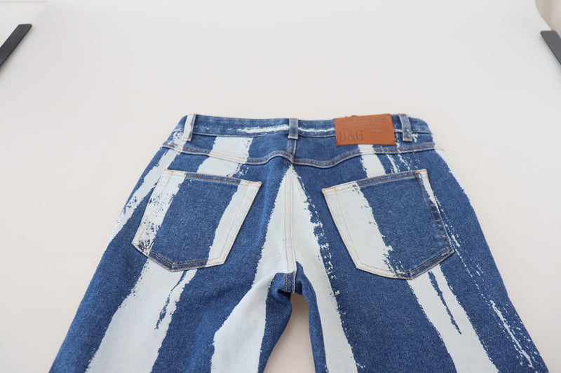 Schlank gestreifte, schlanke italienische Jeans