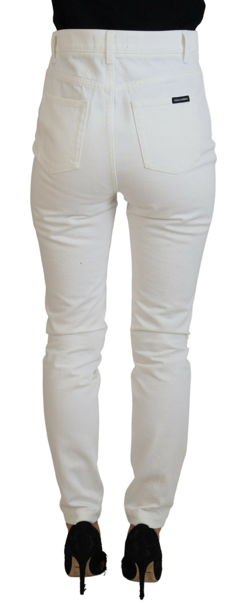 Jeans slim svelte à taille haute en blanc off