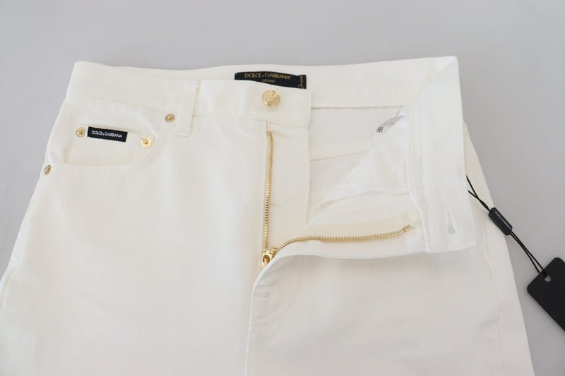 Esbeltos jeans delgados de la cintura alta en blanco